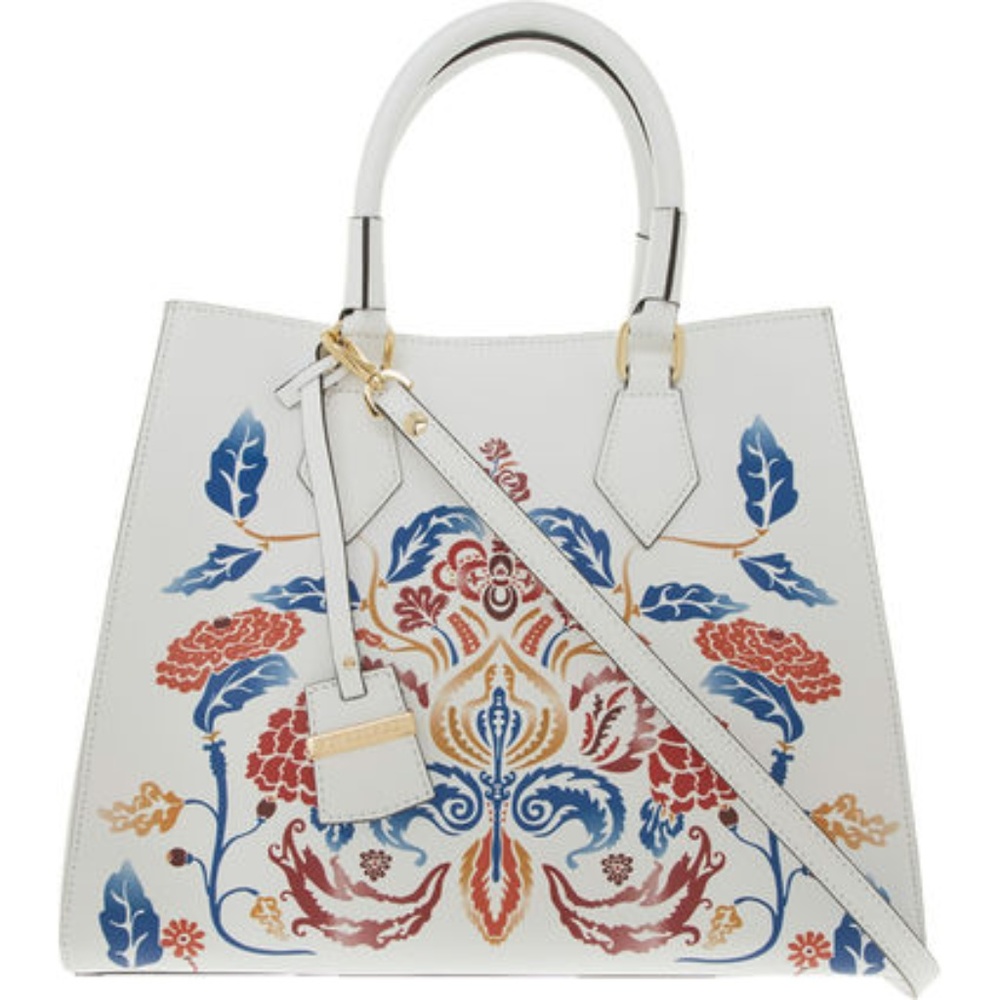 A. Bellucci White Leather Floral Bag